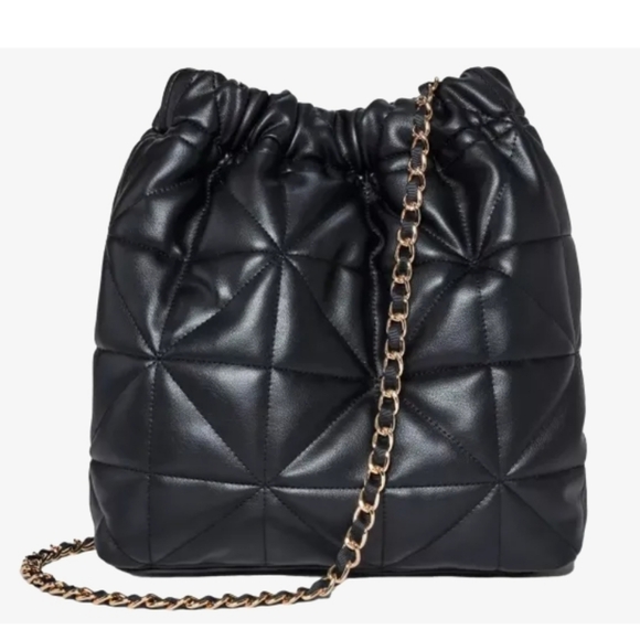 a new day Handbags - A New Day Black Faux Leather Rouched Chain Crossbody Bag NWT
